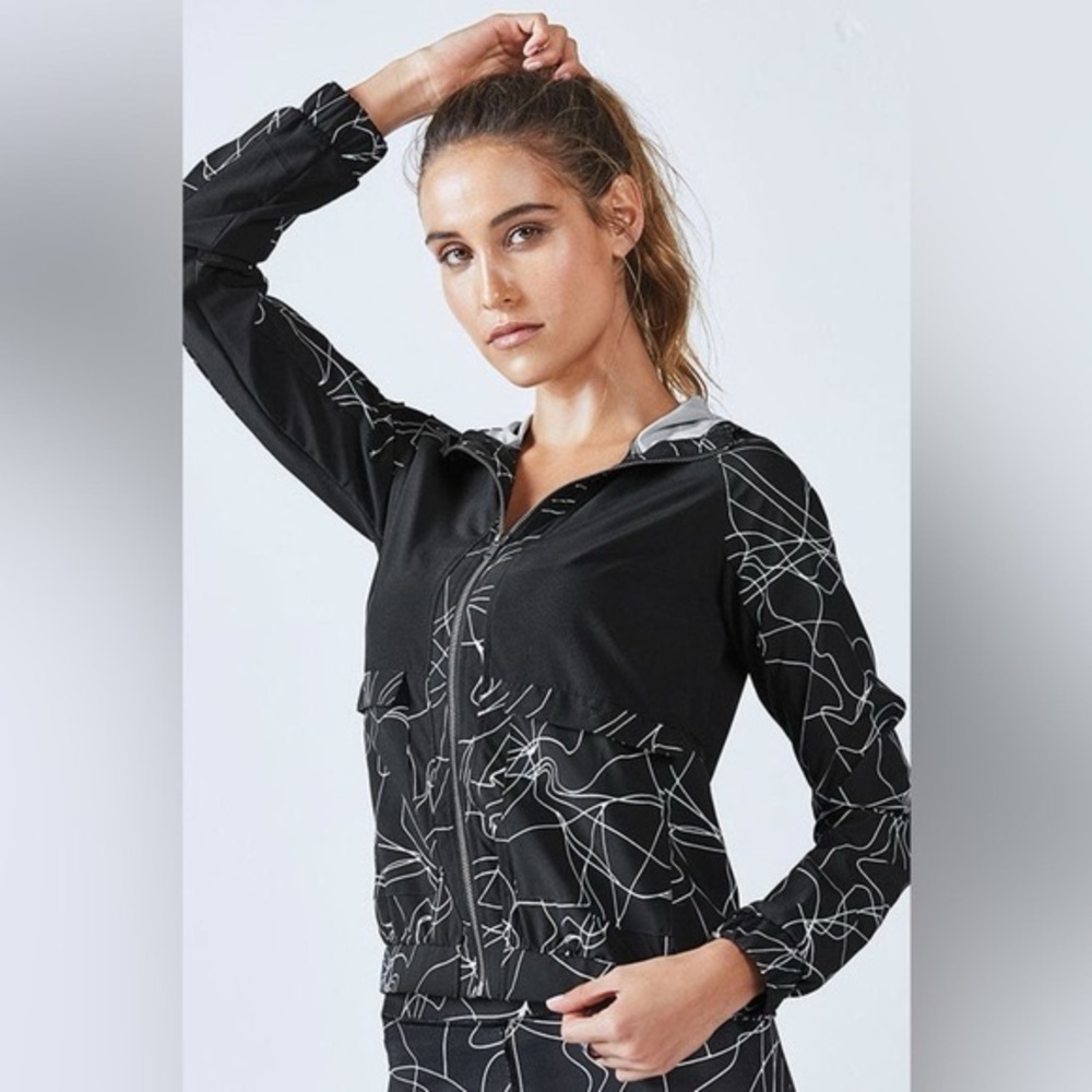Fabletics‎ Jiae Jacket in Black Micro Linear Size Medium